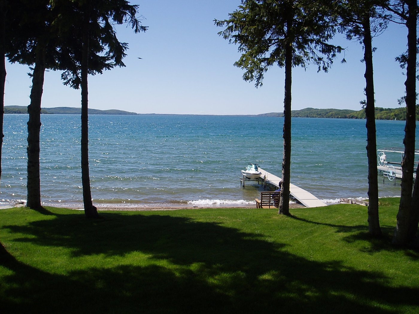Crystal Lake in Benzie County, Michigan, seen from the shore near Crystal Downs