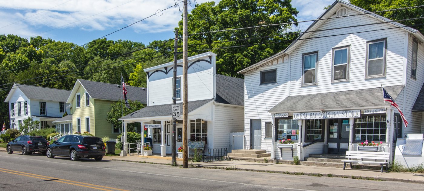 The Omena Historic District on M-22 in Omena, Michigan