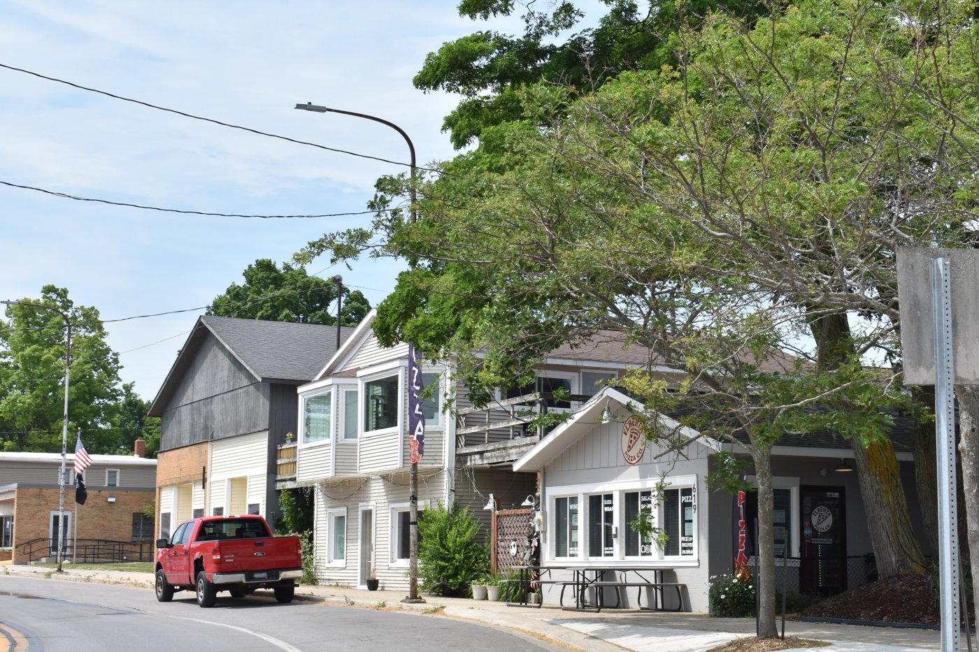 Street scene in the village of Elberta, Michigan